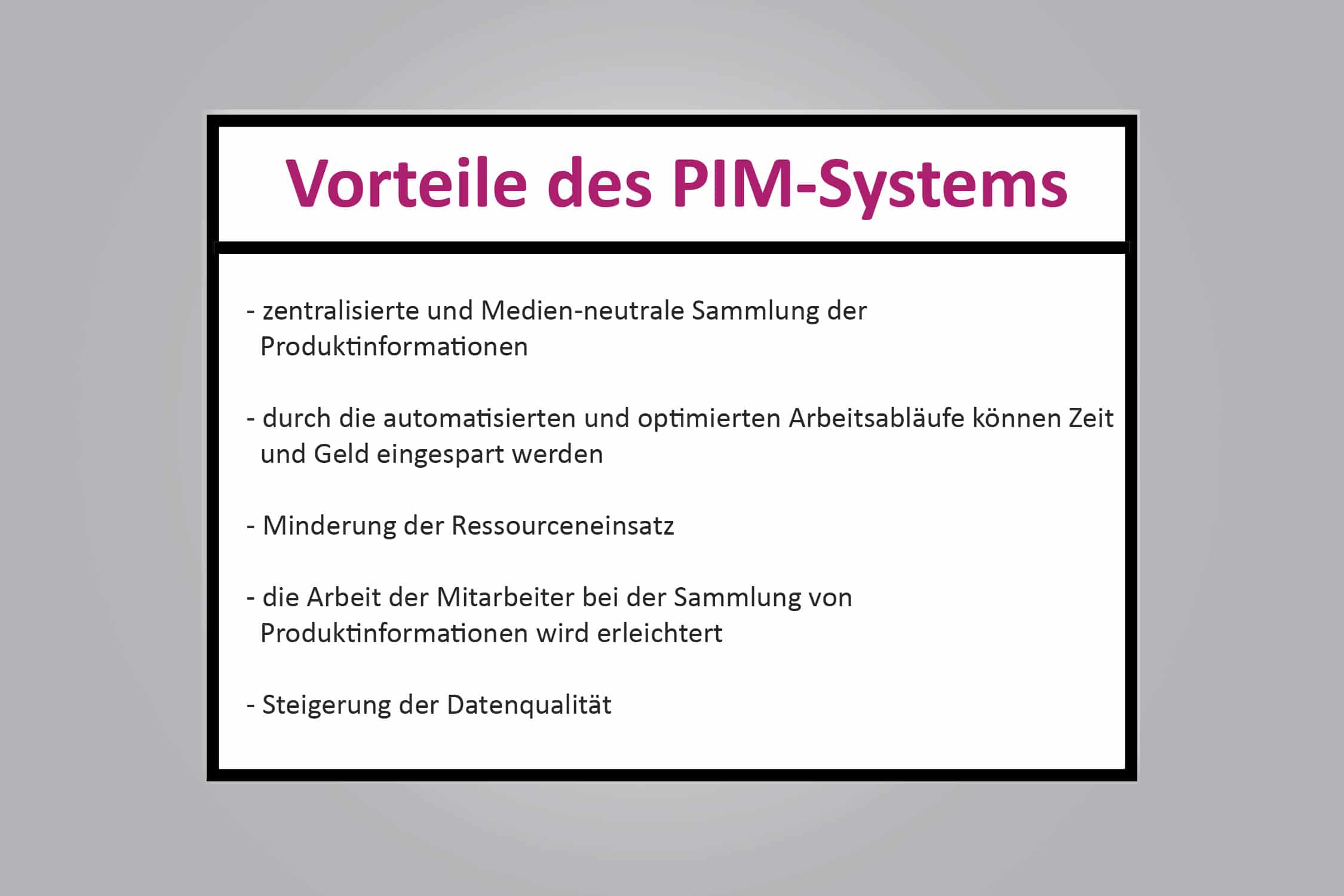 Vorteile des PIM-Systems